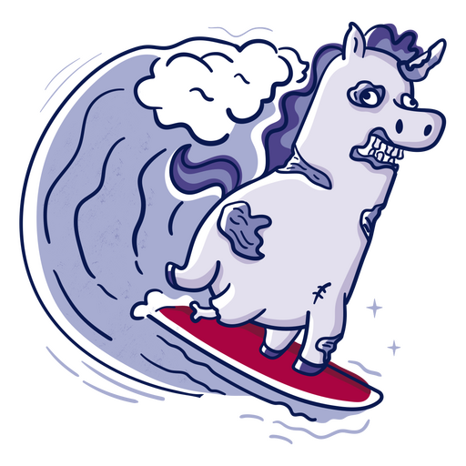 Unicorn riding the waves PNG Design