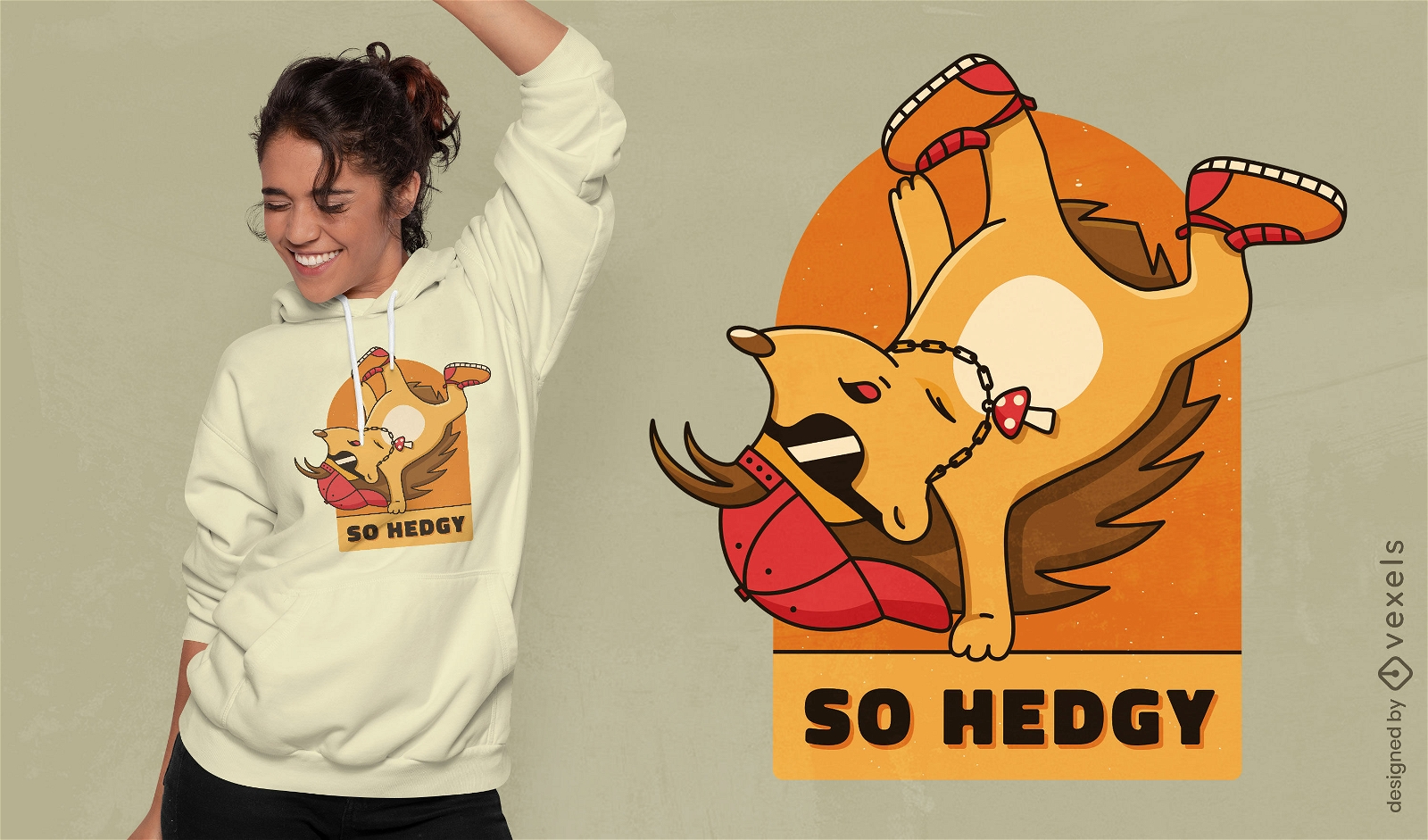 Hedgehog breakdancing t-shirt design