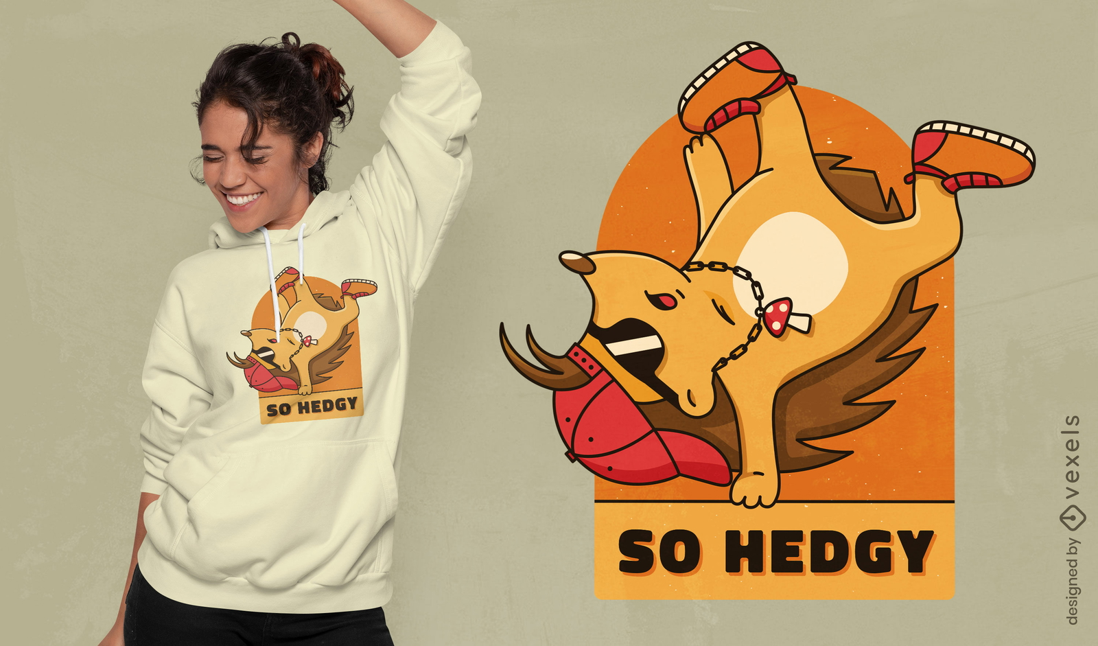 Hedgehog Breakdancing T Shirt Design Vector Download