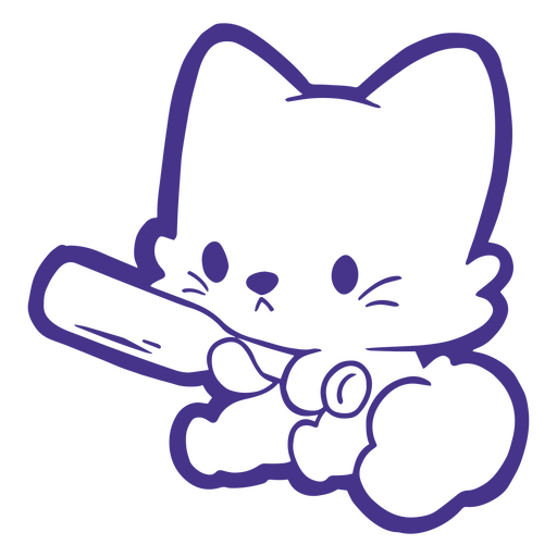 Adorable gatito sosteniendo un bate Diseño PNG