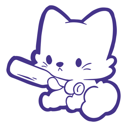 Adorável gatinho segurando um morcego Desenho PNG