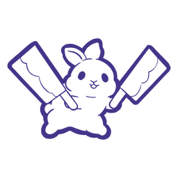 Adorable conejito sosteniendo dos cuchillos de carnicero Diseño PNG