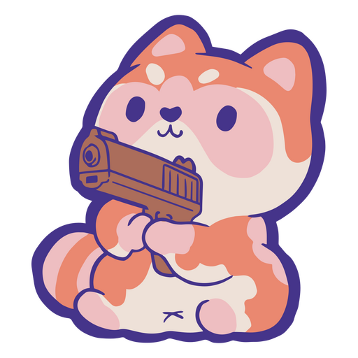 Adorável cachorrinho Shiba Inu com uma arma Desenho PNG