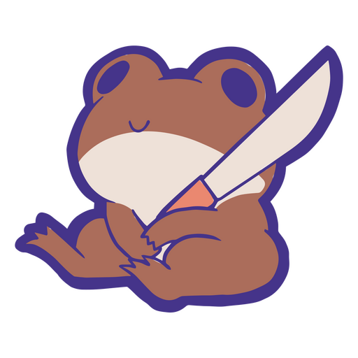 Cute Frog Holding A Knife PNG & SVG Design For T-Shirts