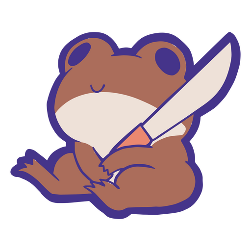 Cute frog with a knife