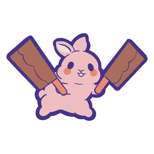 Adorable bunny holding butcher knives PNG Design