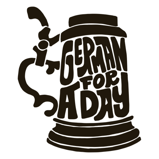 German for a day message on a beer glass design PNG Design