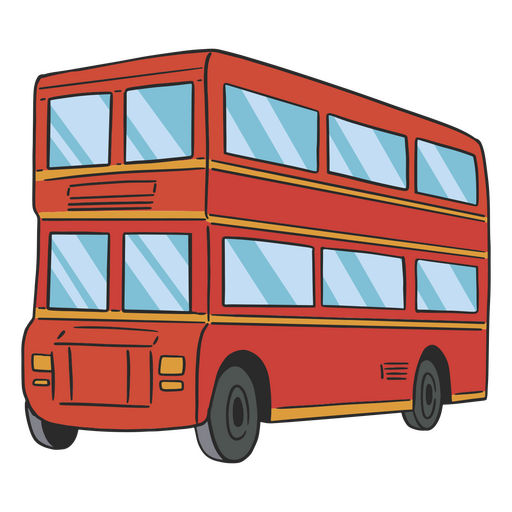 Red double decker bus PNG Design