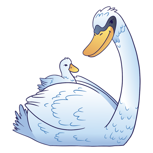 Adult swan and its baby PNG Design