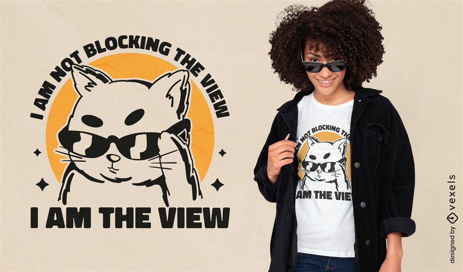 Animal de gato com design de t-shirt de óculos de sol