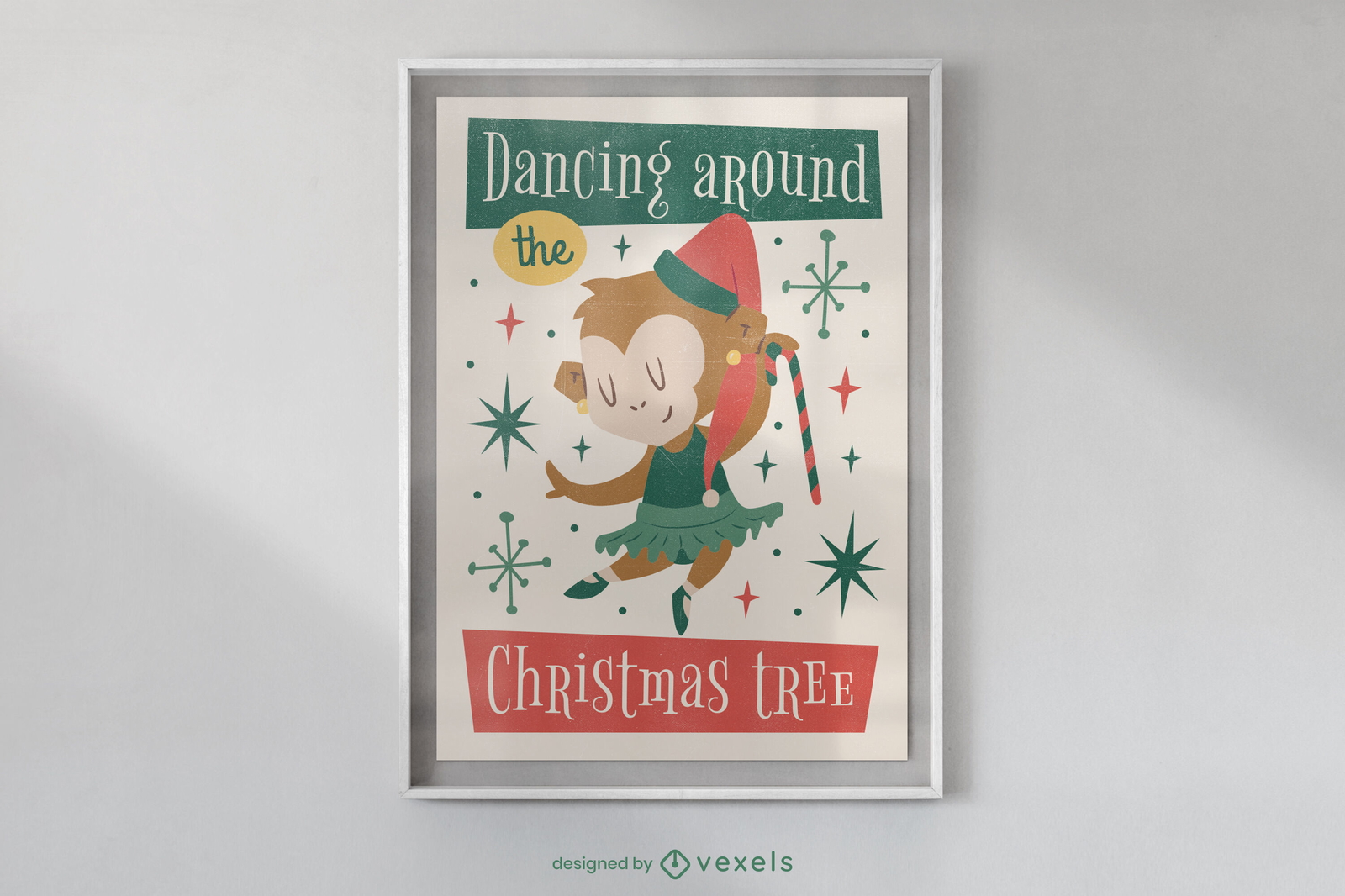 Christmas monkey animal poster design