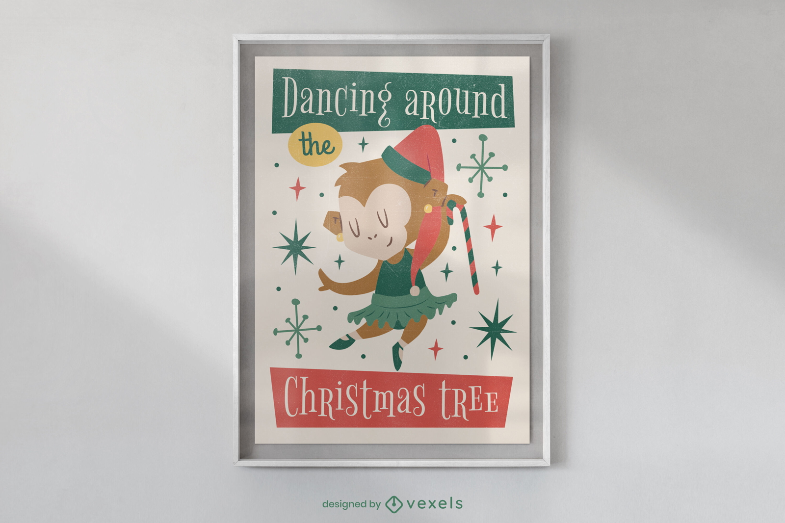 Weihnachtsaffen-Tierposter-Design