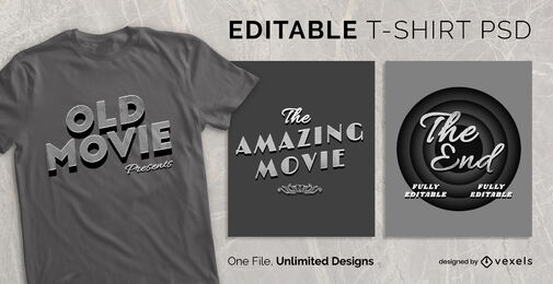 Old movie text scalable t-shirt psd
