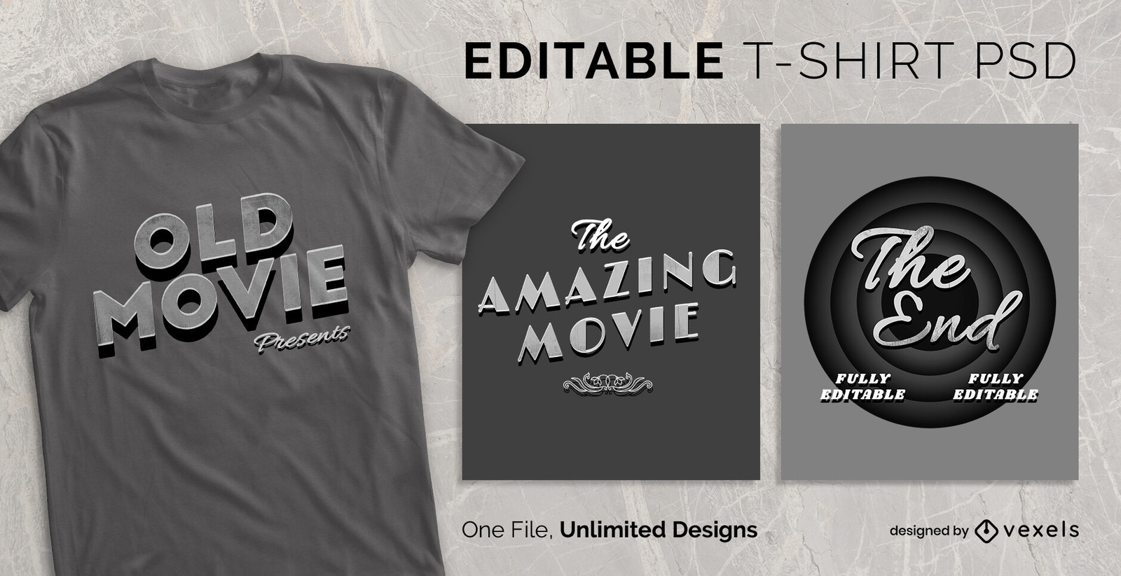 Camiseta escalable de texto de película antigua psd