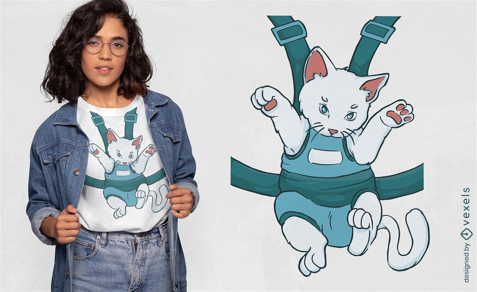 Cat in carrier bag t-shirt design