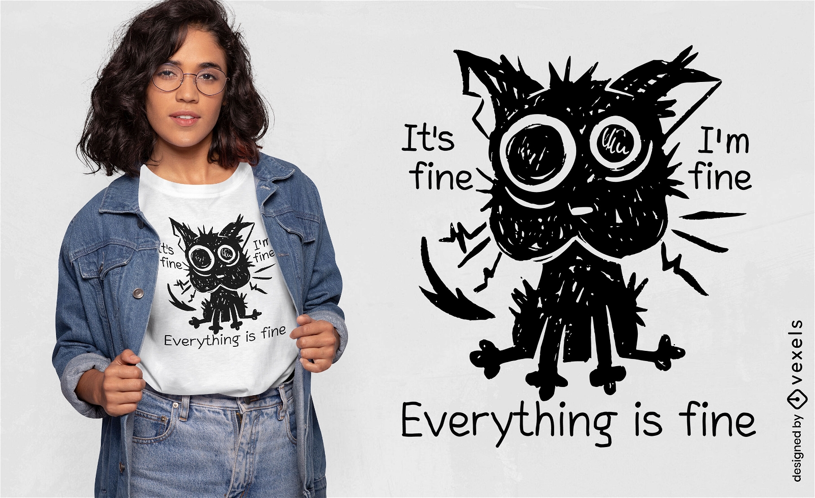Design de camiseta engraçada de gato estressado