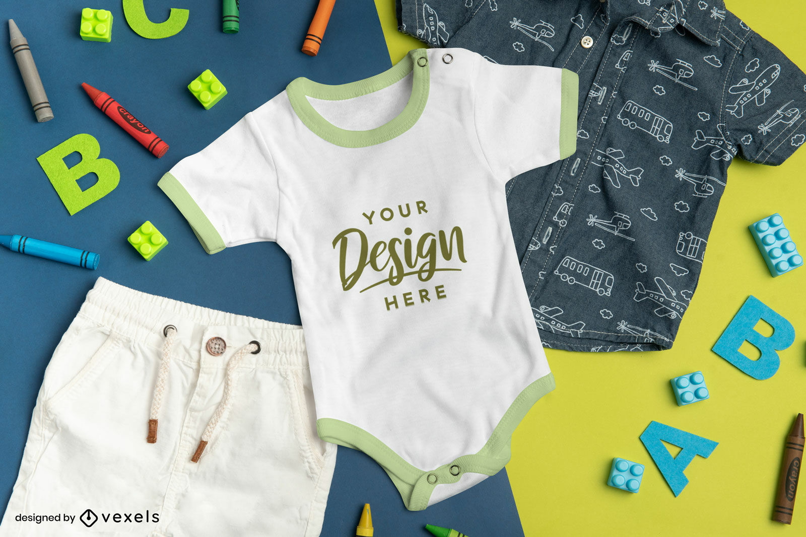 Baby boy outfit onesie mockup