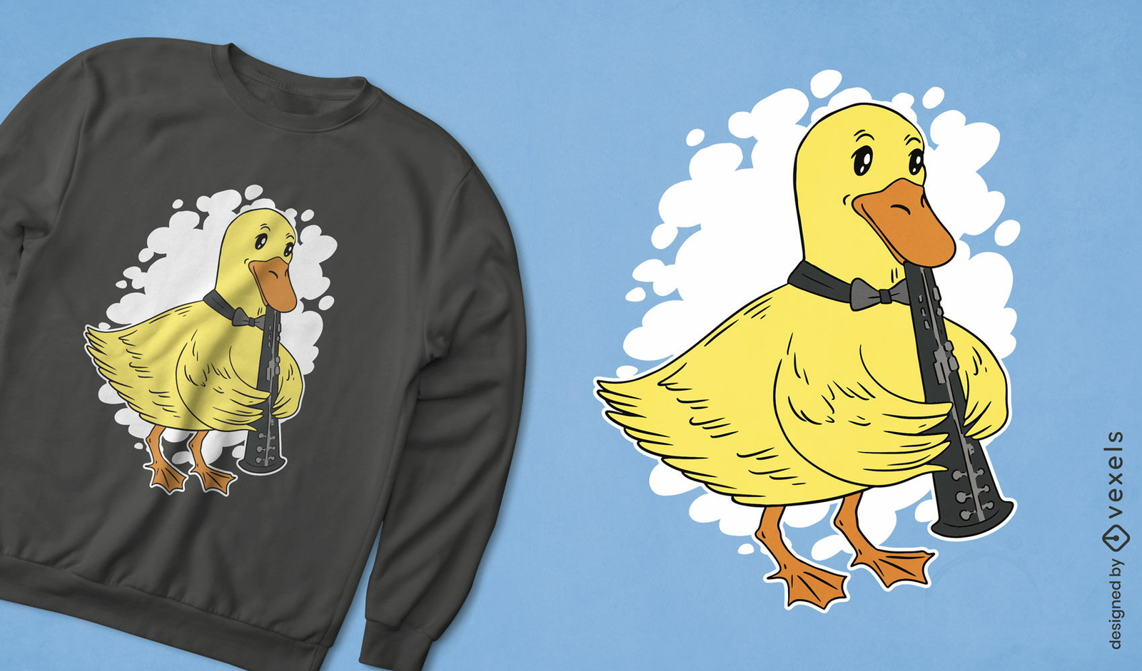 Duck playing oboe t-shirt design