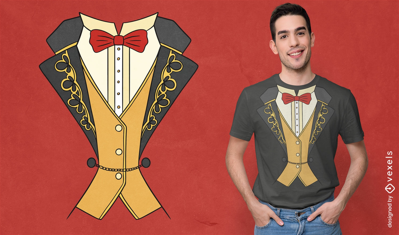 Diseño de camiseta de disfraz de maestro de ceremonias de circo.
