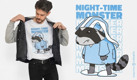 Diseño de camiseta de mapache monstruo nocturno