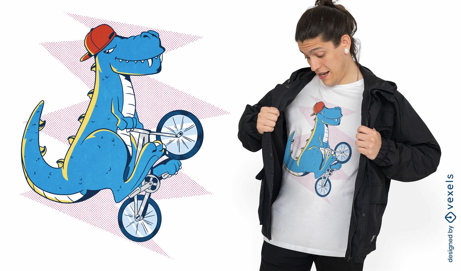 Design de camiseta de motociclista t-rex