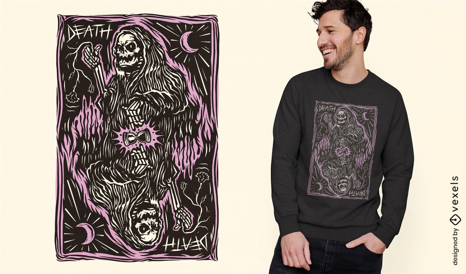 Skeleton death tarot card t-shirt design