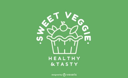 Veggie cupcake food stroke logo design