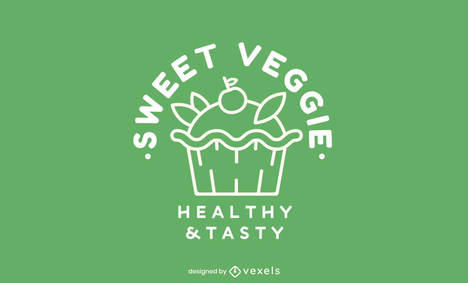 Design de logotipo de curso de comida de cupcake vegetariano