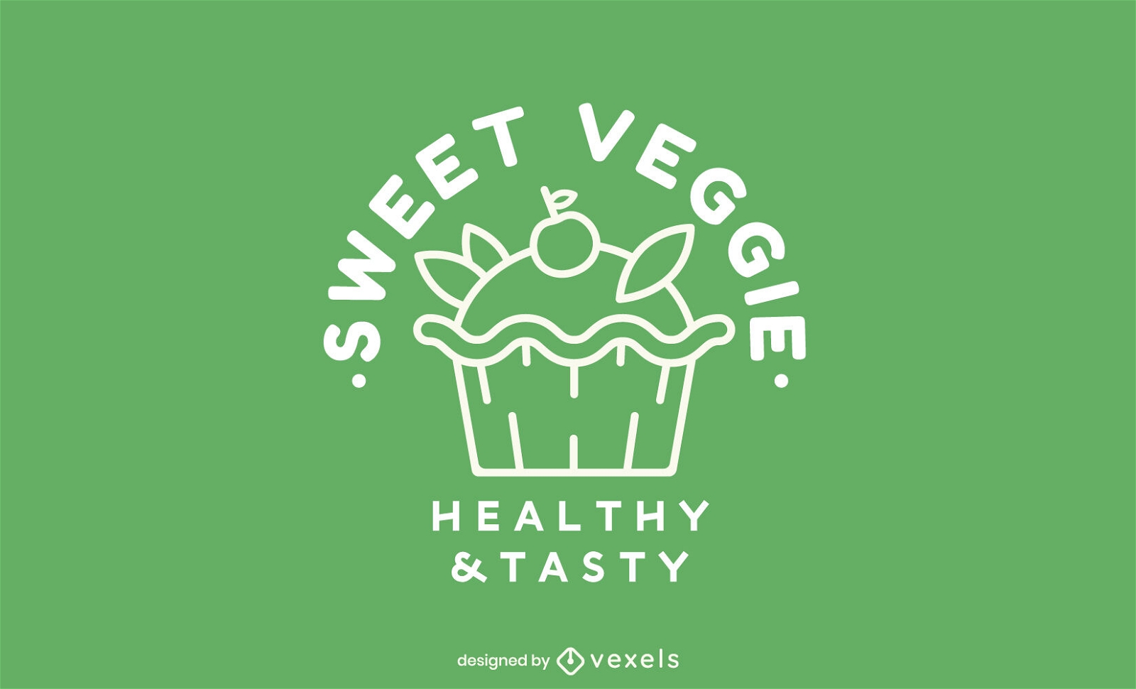 Diseño de logotipo de trazo de comida de cupcake vegetariano