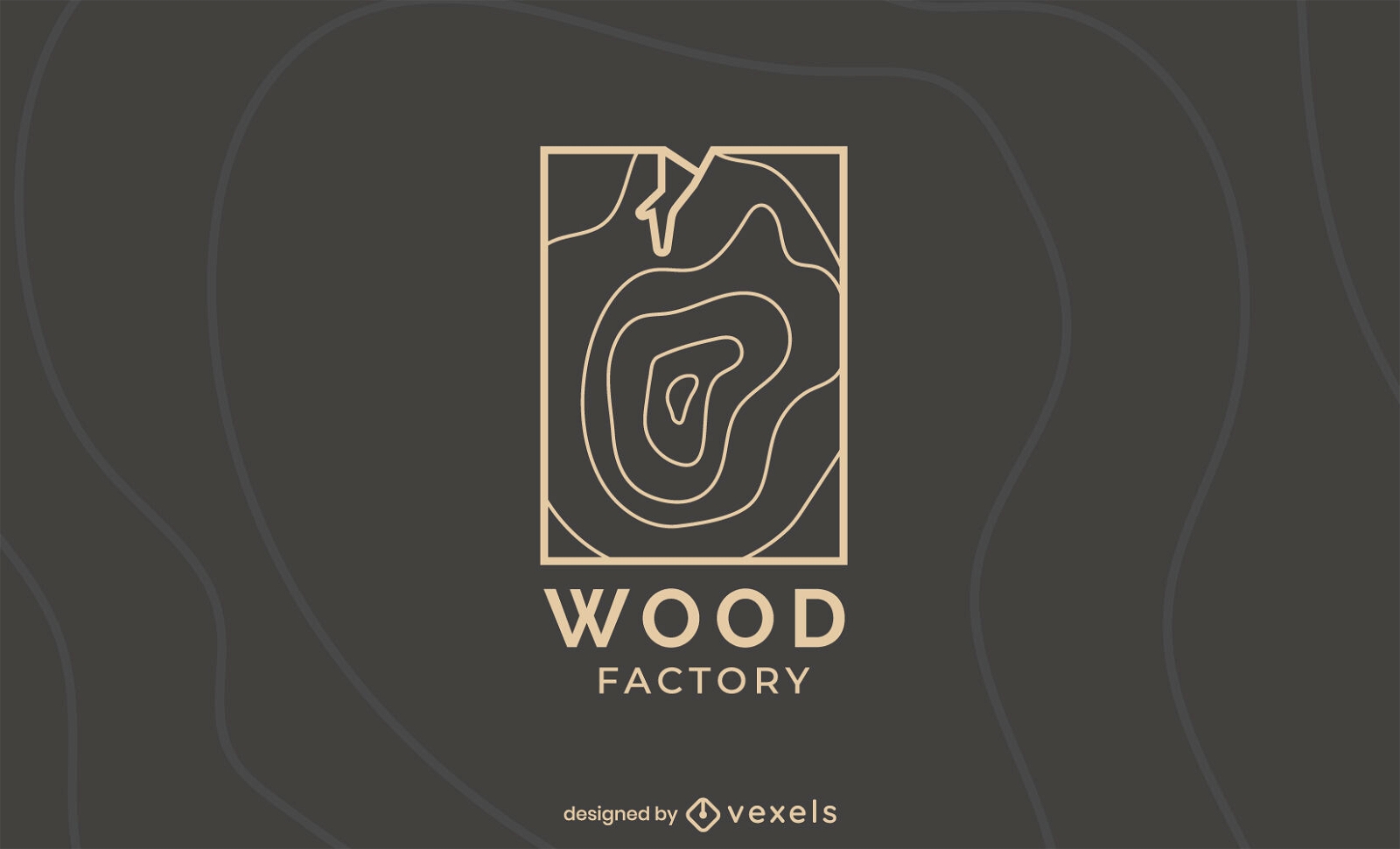 Modelo de logotipo de traçado de fábrica de madeira