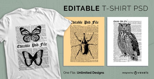 Vintage nature book scalable t-shirt psd