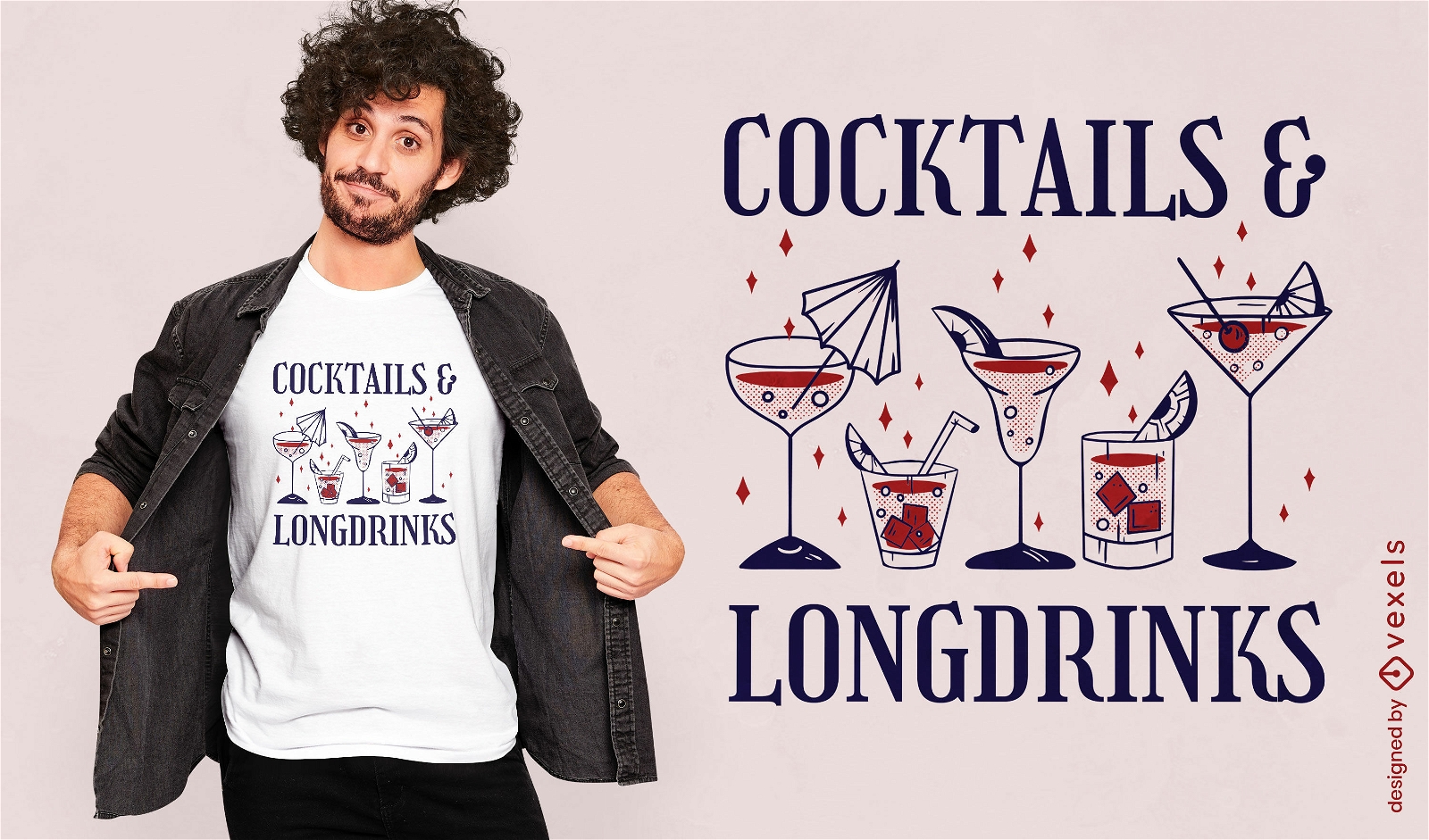 Diseño de camiseta de bebidas alcohólicas de cóctel.