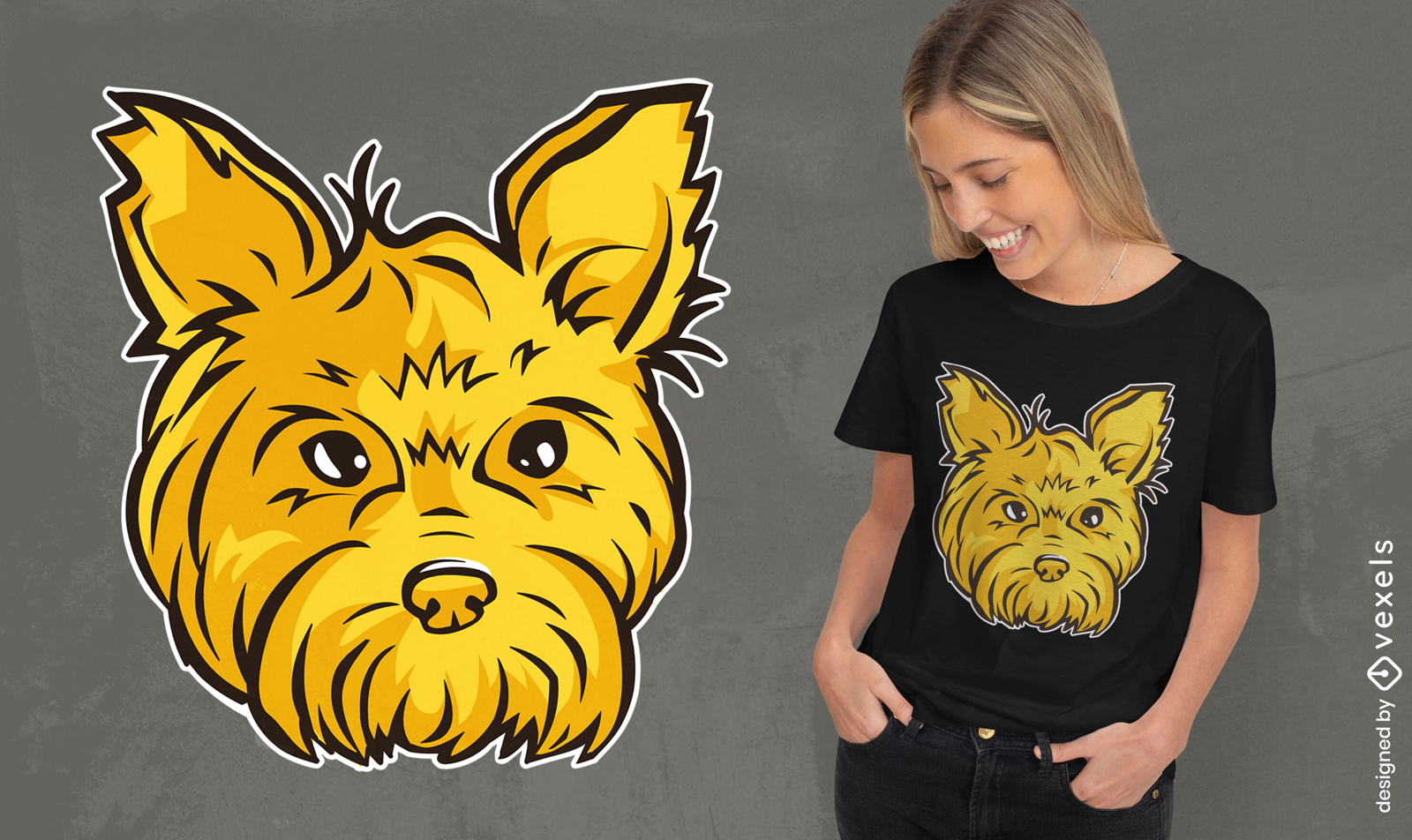 Design de t-shirt de cabe?a de c?o Yorkshire terrier