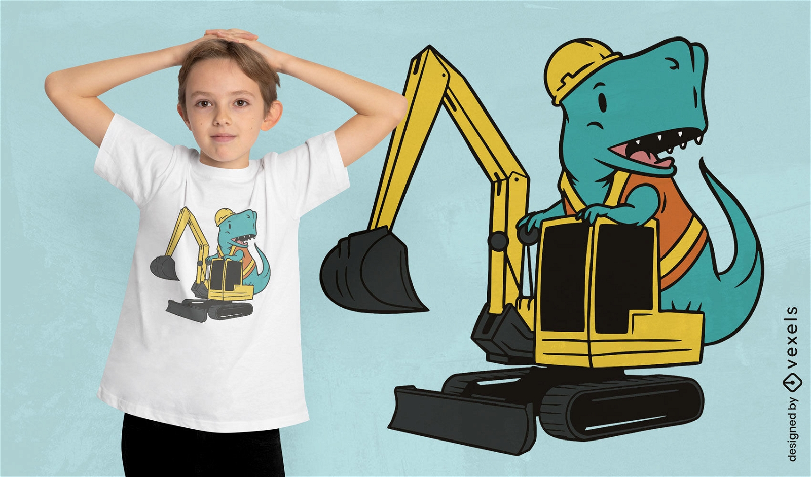 Diseño de camiseta de trabajador de construcción de dinosaurio T-rex