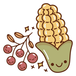 Thanksgiving corn cute cartoon PNG Design