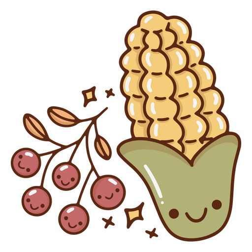 Thanksgiving corn cute cartoon PNG Design