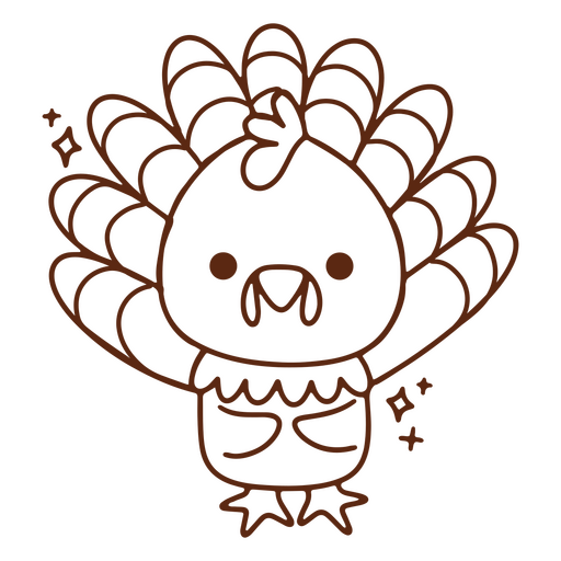 Personaje de trazo de pavo de acción de gracias Diseño PNG