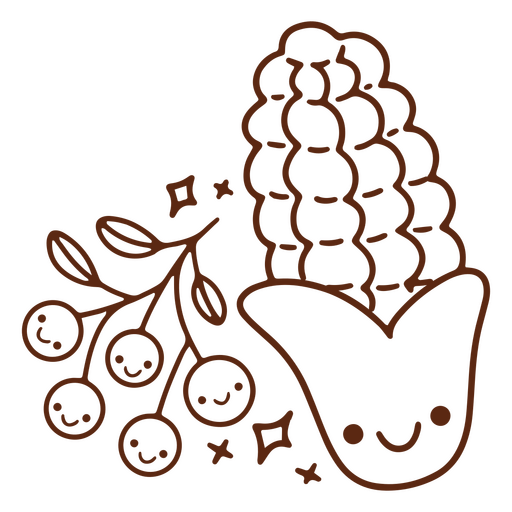 Thanksgiving corn stroke character PNG Design