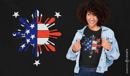 Philippinen-Flagge mit T-Shirt-Design in amerikanischen Farben