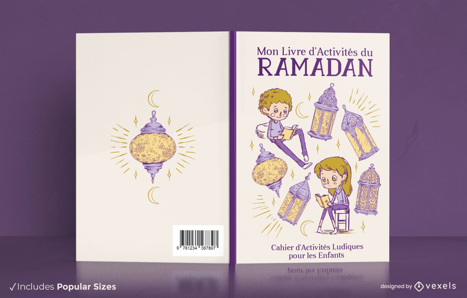 Design de capa de livro de atividades infantis do Ramad?