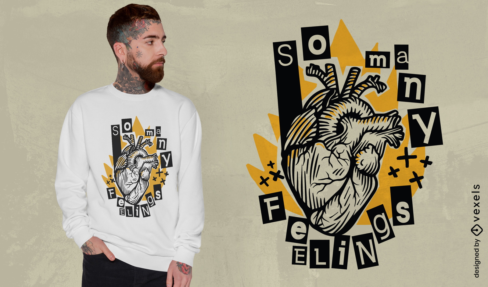 Anatomical heart collage t-shirt design