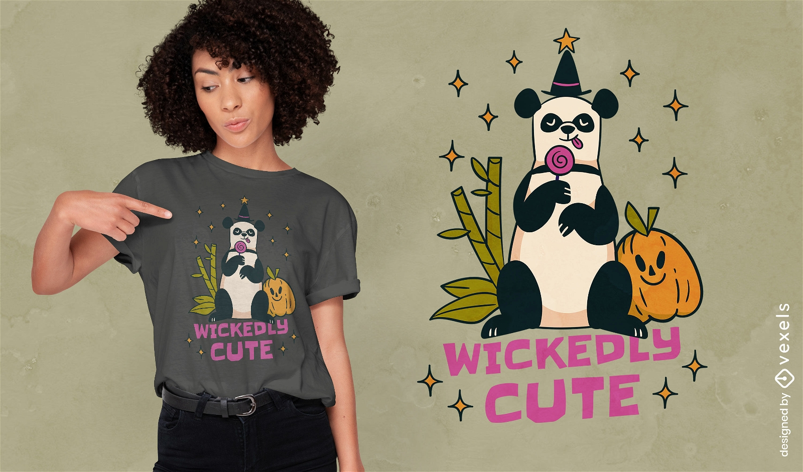 Pandabär-Zauberer-Cartoon-T-Shirt-Design