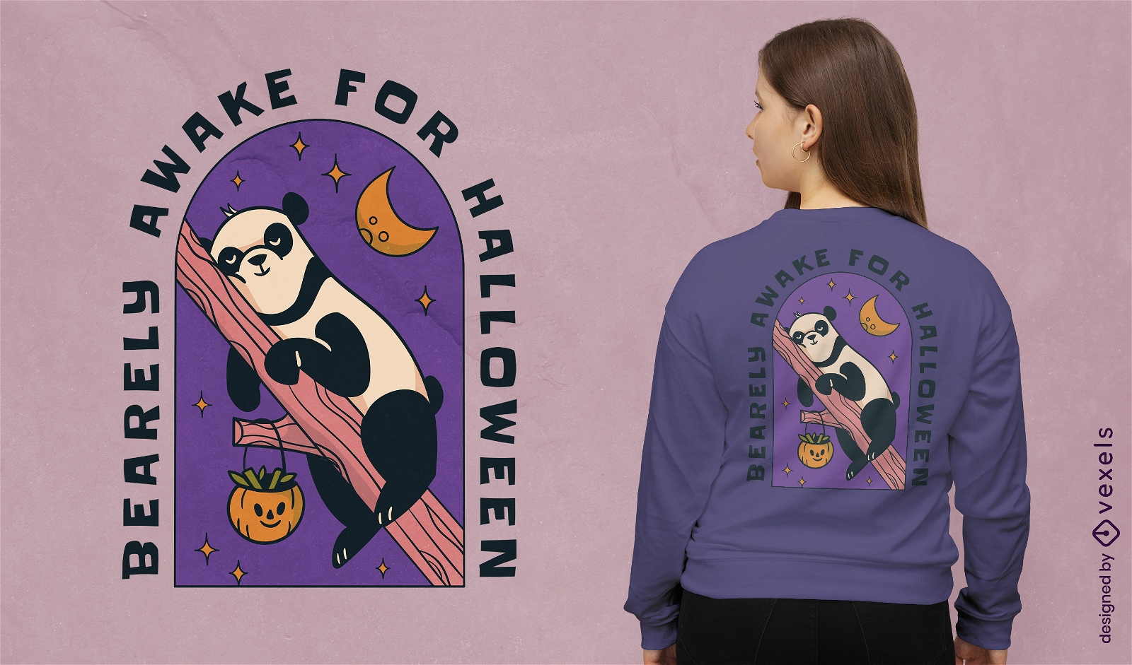 Panda bear on halloween t-shirt design