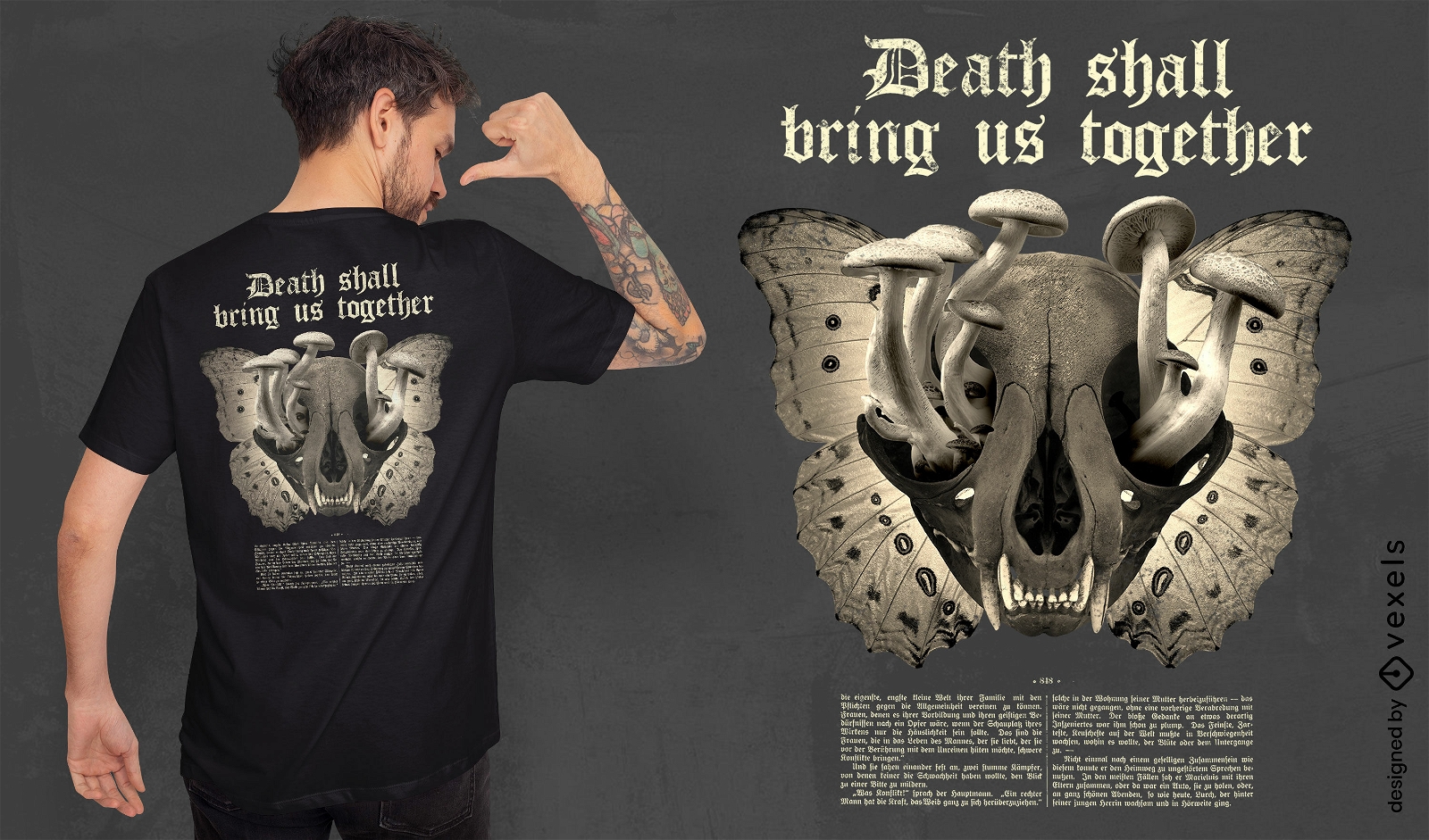 Death butterfly skull psd t-shirt design