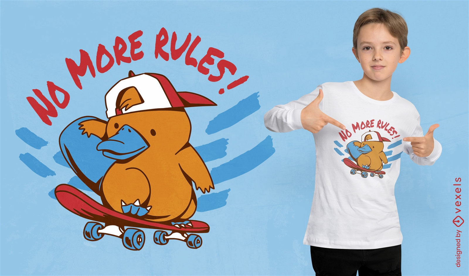 Platypus animal skateboarding t-shirt design