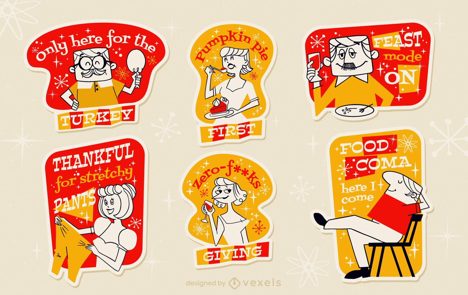 Vintage Thanksgiving-Sticker-Set