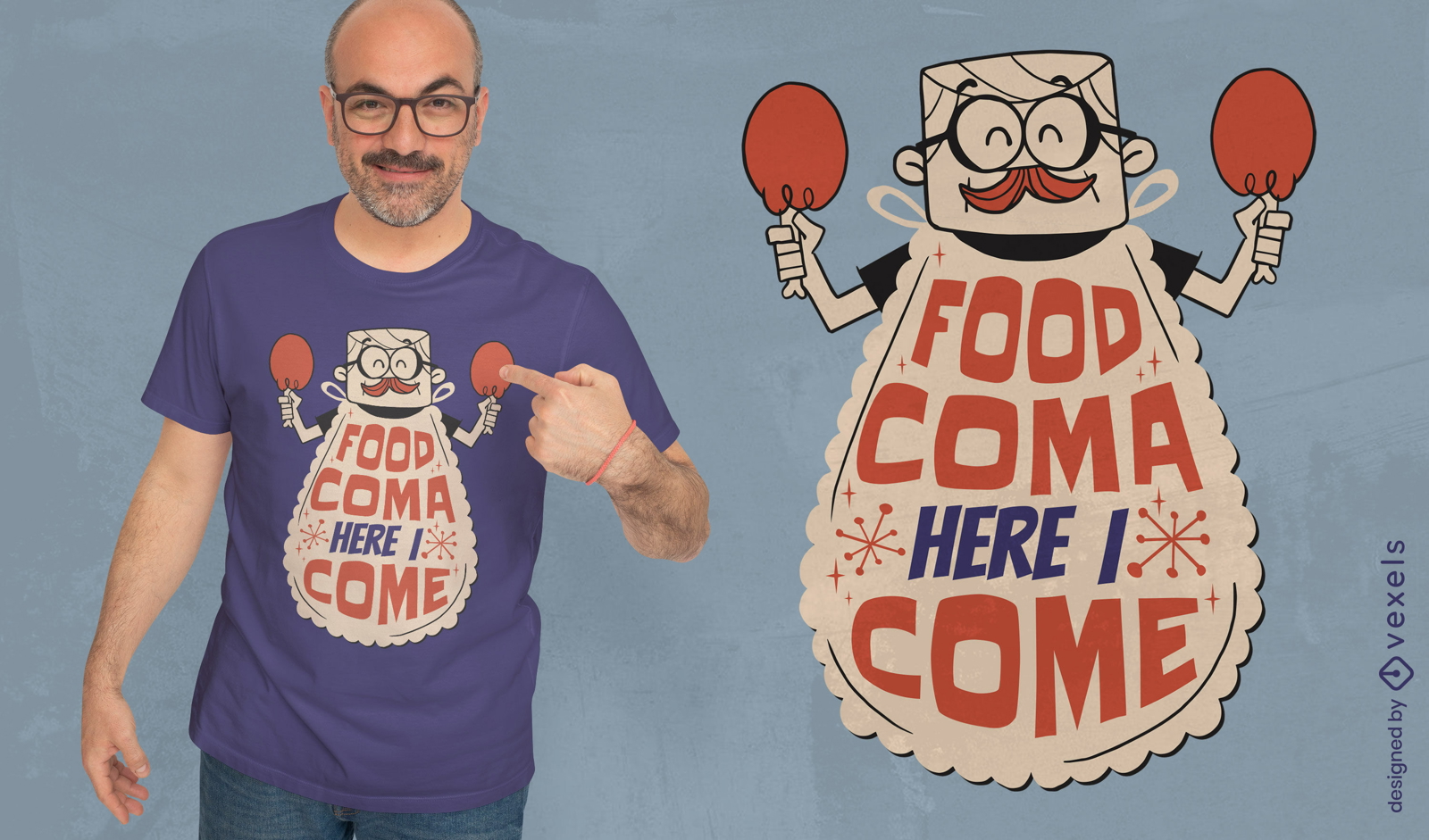 Diseño de camiseta de coma de comida de acción de gracias