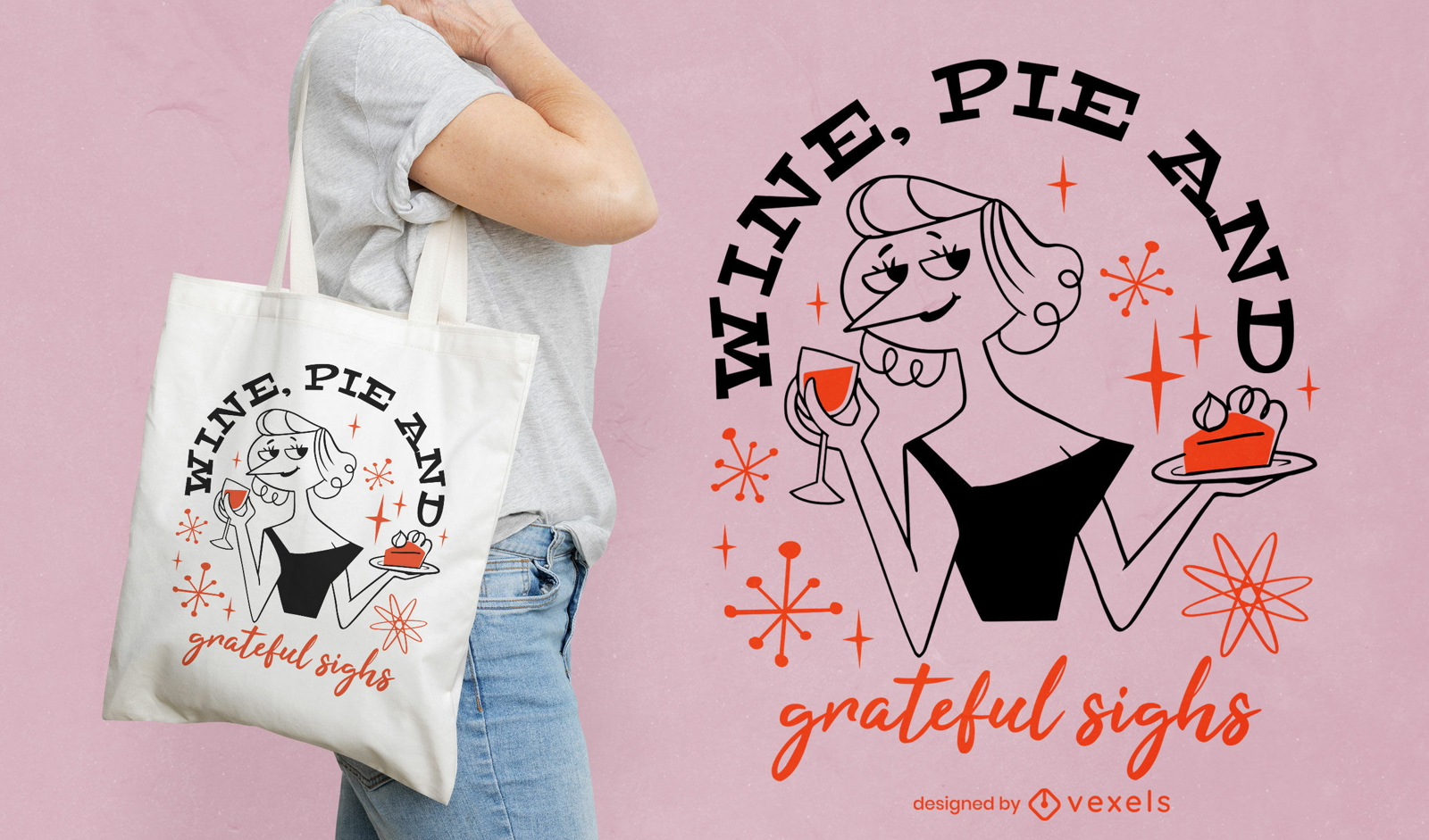 Descarga Vector De Diseño De Bolso Tote Bag Mujer Línea Continua