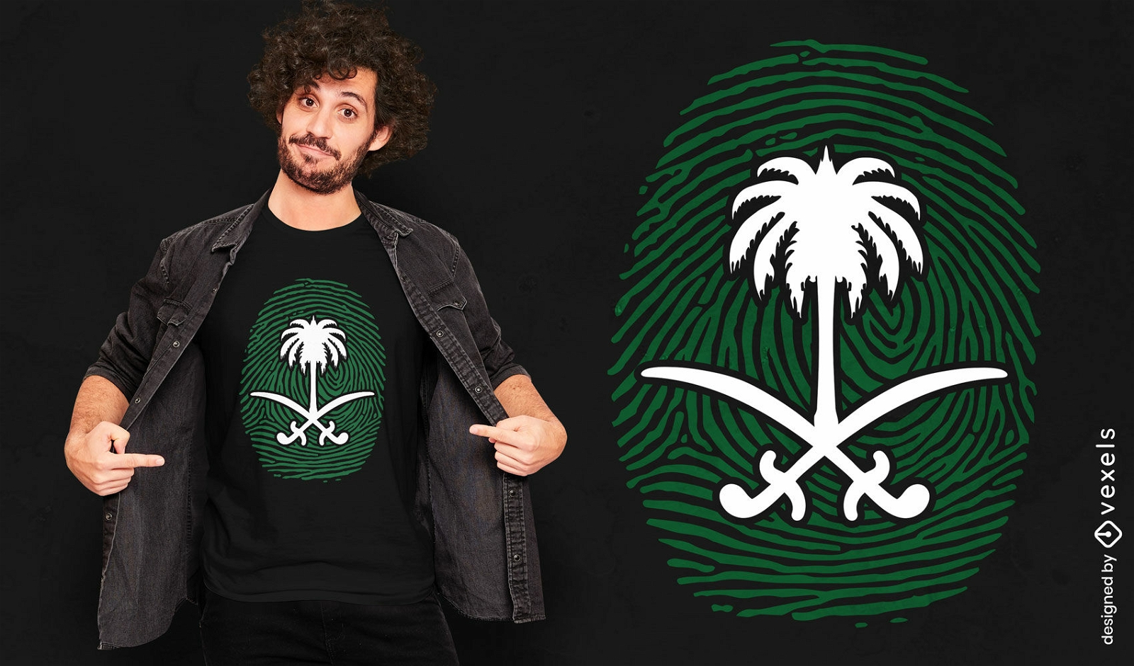 Design de t-shirt de bandeira de símbolo da arábia saudita