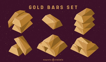 Various gold and golden bars luxury set